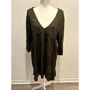 HURLEY JUNIORS WISPY LEAVES SCOOP NECK DRESS GREEN BLACK SIZE LARGE B04